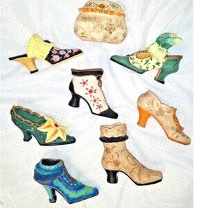 Lot Gorgeous Porcelain Ceramic Resin SHOE HIGH HEEL Purse Boot Victorian Bundle